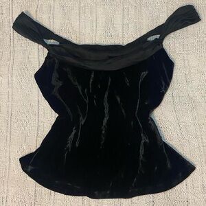 Vintage black velvet silk cowl neck sleeveless top by Ann Taylor